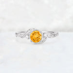 Round Cut Citrine Leaf Vine Nature-Inspired Engagement Ring - Additional view