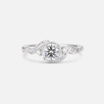 Round Cut Lab Diamond Leaf Vine Nature-Inspired Engagement Ring - Additional view
