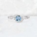 Round Cut Aquamarine Leaf Vine Nature-Inspired Engagement Ring - Additional view