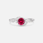 Round Cut Ruby Leaf Vine Nature-Inspired Engagement Ring - Additional view