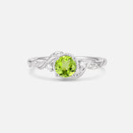 Round Cut Peridot Leaf Vine Nature-Inspired Engagement Ring - Additional view
