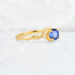 Round Cut Sapphire Leaf Vine Nature-Inspired Engagement Ring - Additional view