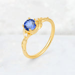 Round Cut Sapphire Leaf Vine Nature-Inspired Engagement Ring - Additional view