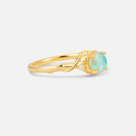 Round Cut Fire Opal Leaf Vine Nature-Inspired Engagement Ring - Additional view