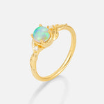 Round Cut Fire Opal Leaf Vine Nature-Inspired Engagement Ring - Additional view