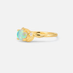 Round Cut Fire Opal Leaf Vine Nature-Inspired Engagement Ring - Additional view