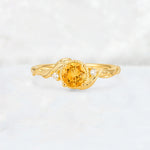 Round Cut Citrine Leaf Vine Nature-Inspired Engagement Ring - Additional view
