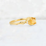 Round Cut Citrine Leaf Vine Nature-Inspired Engagement Ring - Additional view