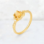 Round Cut Citrine Leaf Vine Nature-Inspired Engagement Ring - Additional view