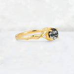 Round Cut Black Rutilated Quartz Leaf Vine Nature-Inspired Engagement Ring - Additional view
