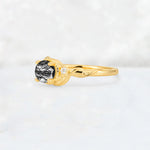 Round Cut Black Rutilated Quartz Leaf Vine Nature-Inspired Engagement Ring - Additional view