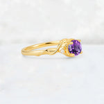 Round Cut Amethyst Leaf Vine Nature-Inspired Engagement Ring - Additional view