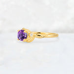 Round Cut Amethyst Leaf Vine Nature-Inspired Engagement Ring - Additional view