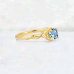 Round Cut Aquamarine Leaf Vine Nature-Inspired Engagement Ring - Additional view