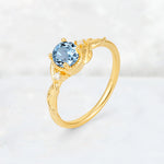 Round Cut Aquamarine Leaf Vine Nature-Inspired Engagement Ring - Additional view