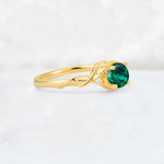 Round Cut Emerald Leaf Vine Nature-Inspired Engagement Ring - Additional view
