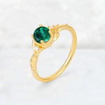 Round Cut Emerald Leaf Vine Nature-Inspired Engagement Ring - Additional view