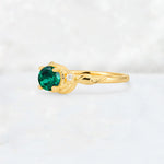 Round Cut Emerald Leaf Vine Nature-Inspired Engagement Ring - Additional view