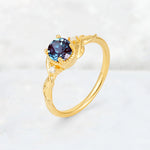 Round Cut Alexandrite Leaf Vine Nature-Inspired Engagement Ring - Additional view