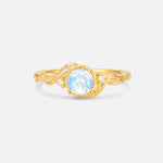 Round Cut Moonstone Leaf Vine Nature-Inspired Engagement Ring - Additional view