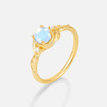 Round Cut Moonstone Leaf Vine Nature-Inspired Engagement Ring - Additional view