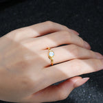 Round Cut Moonstone Leaf Vine Nature-Inspired Engagement Ring - Additional view