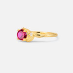Round Cut Ruby Leaf Vine Nature-Inspired Engagement Ring - Additional view
