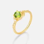 Round Cut Peridot Leaf Vine Nature-Inspired Engagement Ring - Additional view