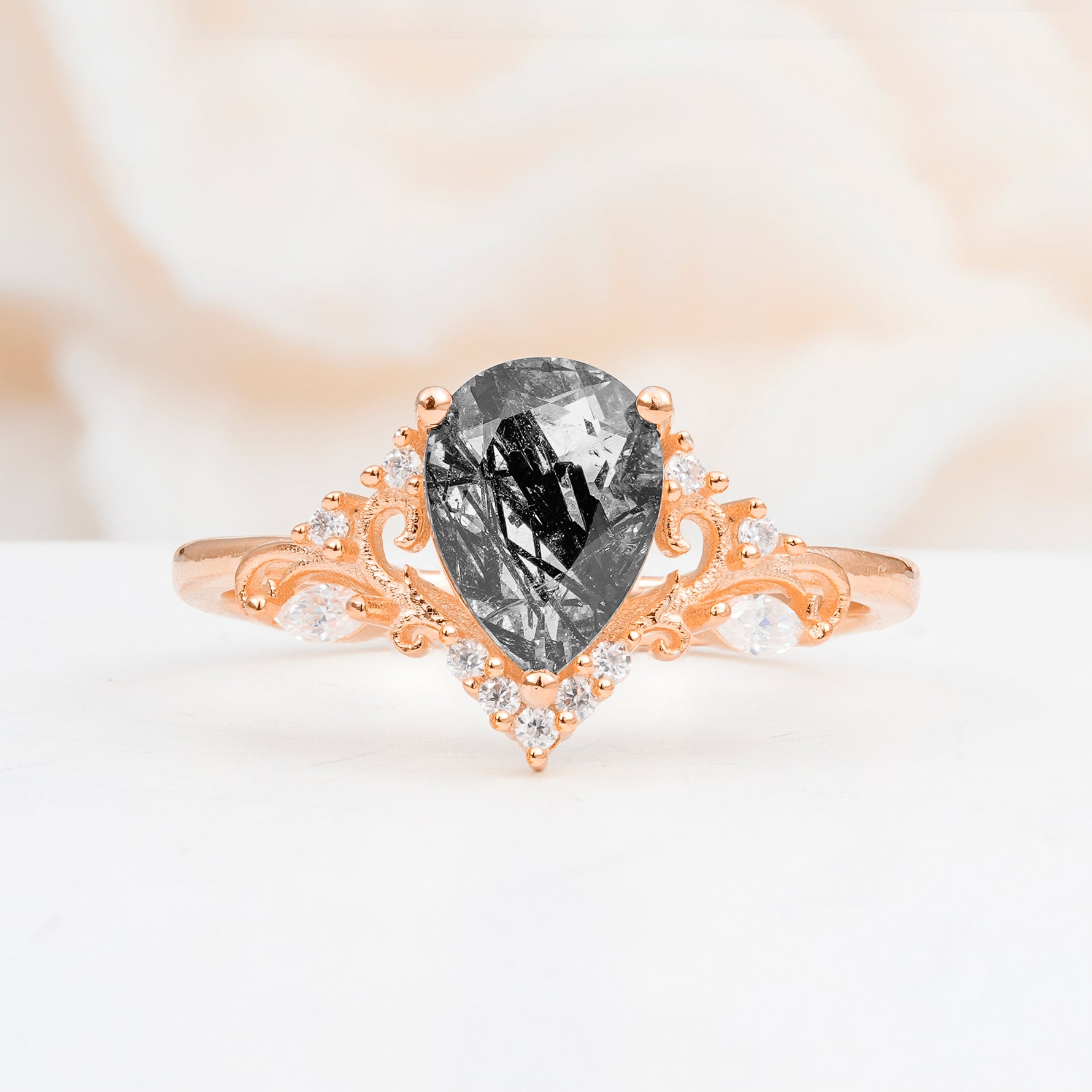 SR17625 Black Rutilated Quartz Ring - Additional view