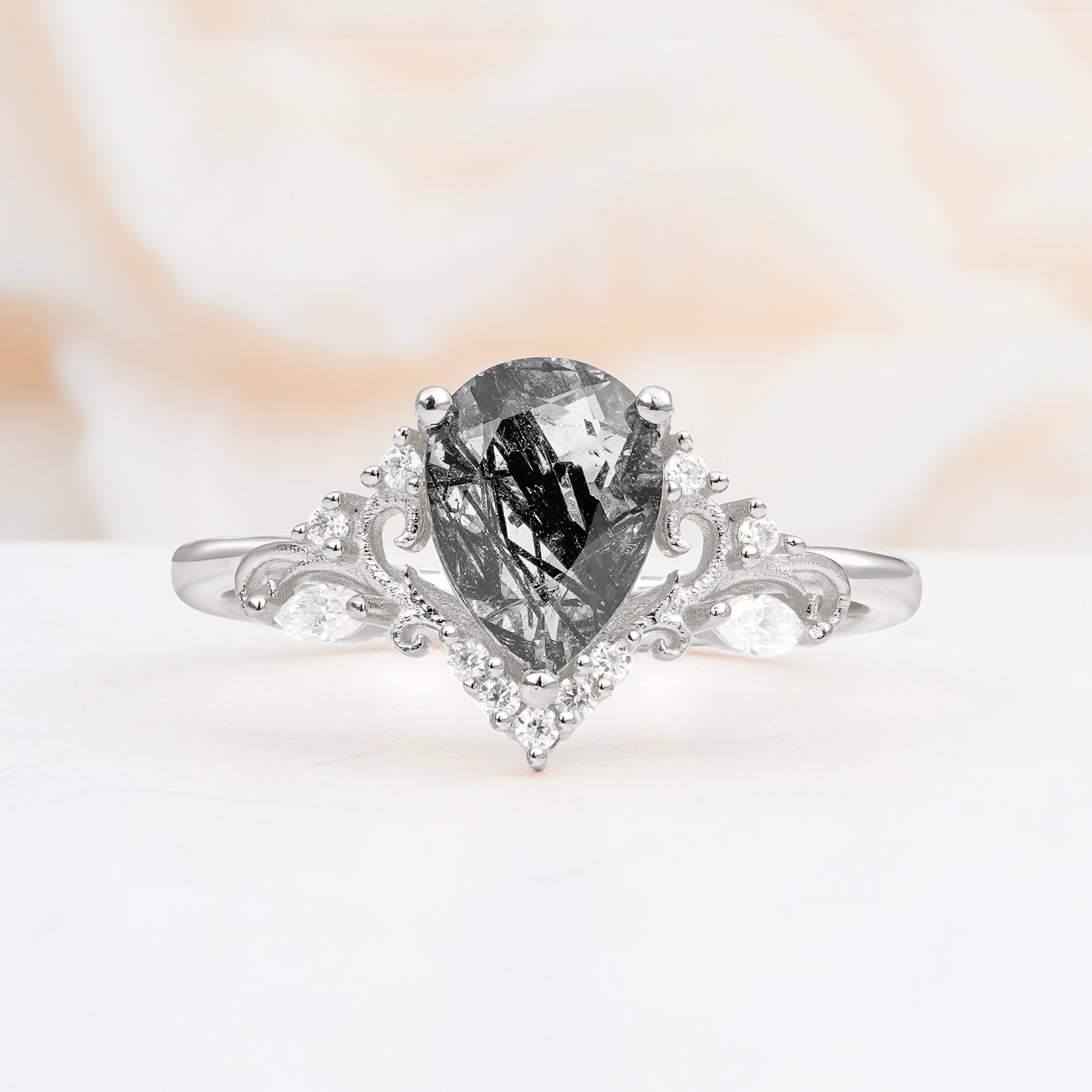 SR17625 Black Rutilated Quartz Ring - Additional view