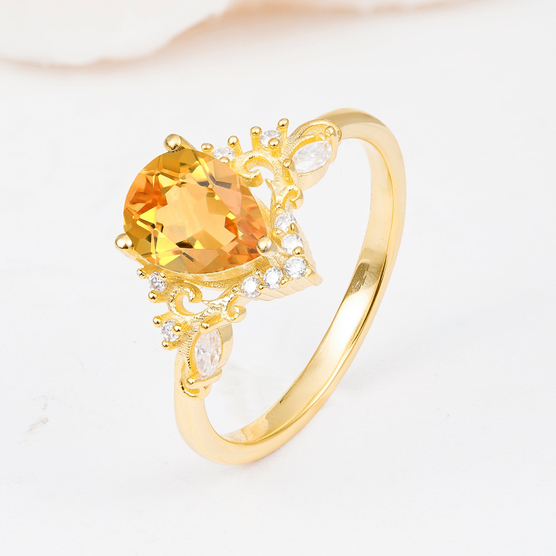 SR17625 Citrine Ring - White-Gold