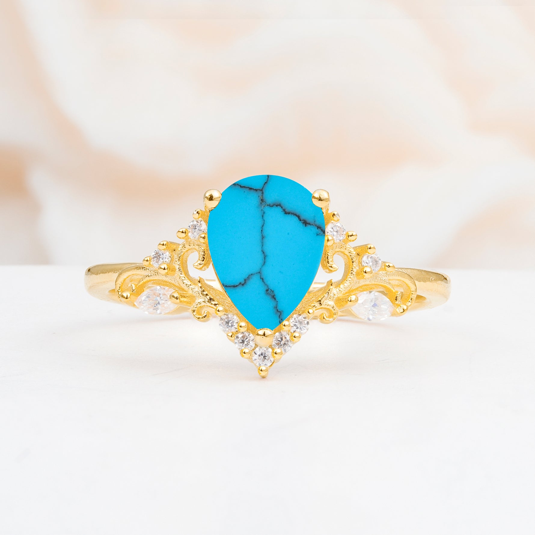 SR17625 Turquoise Ring - Yellow-Gold