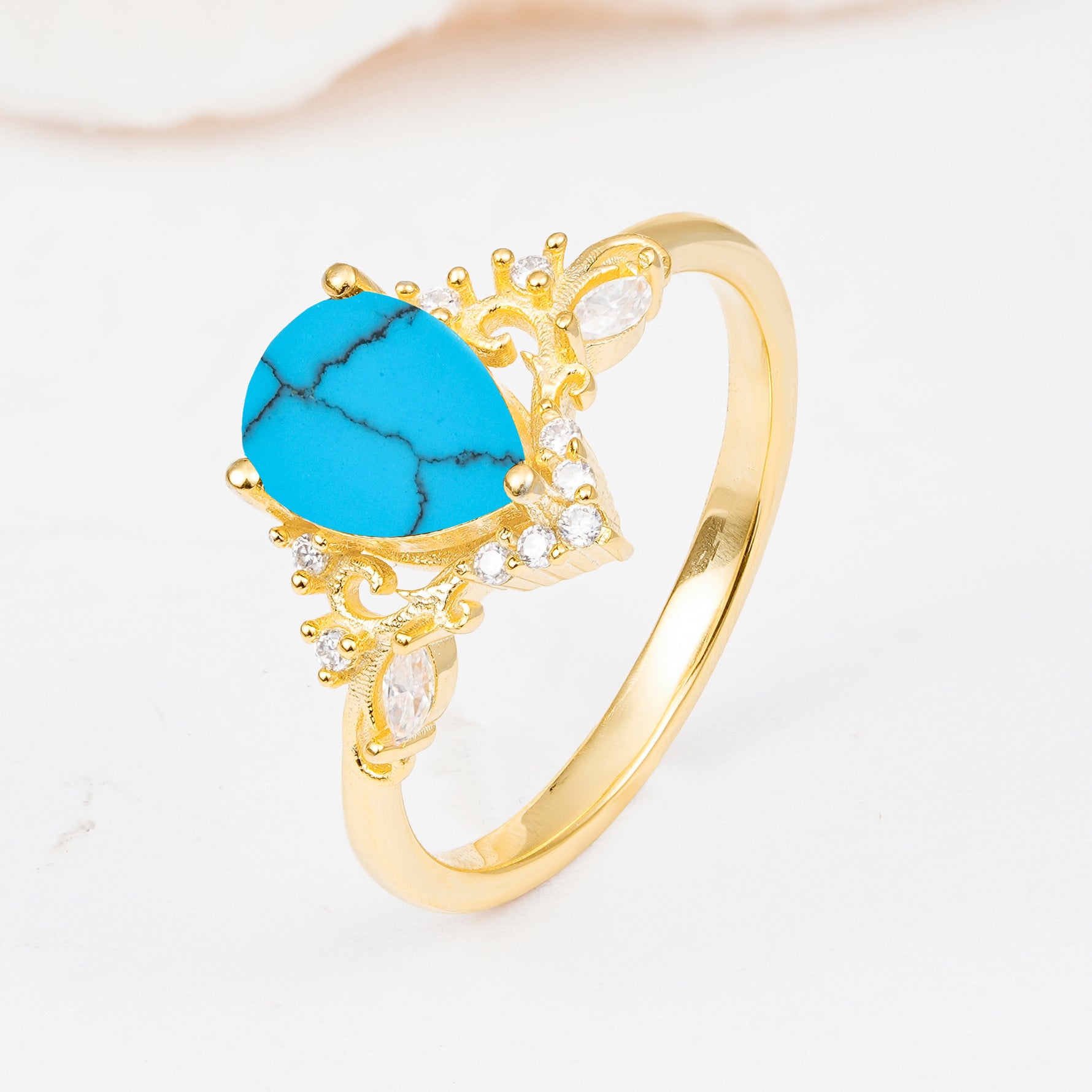 SR17625 Turquoise Ring - White-Gold