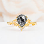 SR17625 Black Rutilated Quartz Ring - Yellow-Gold