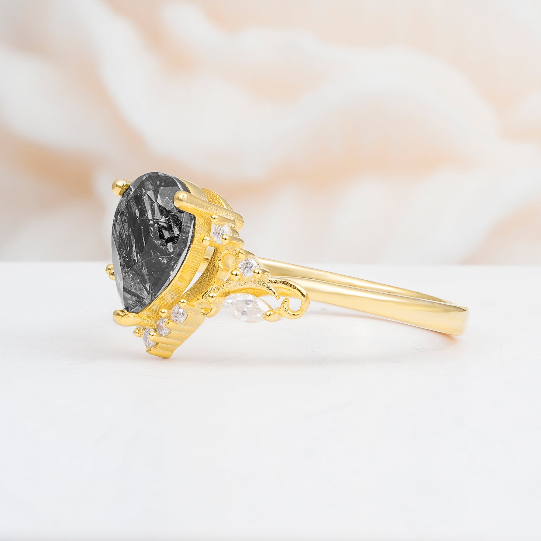 SR17625 Black Rutilated Quartz Ring - Additional view