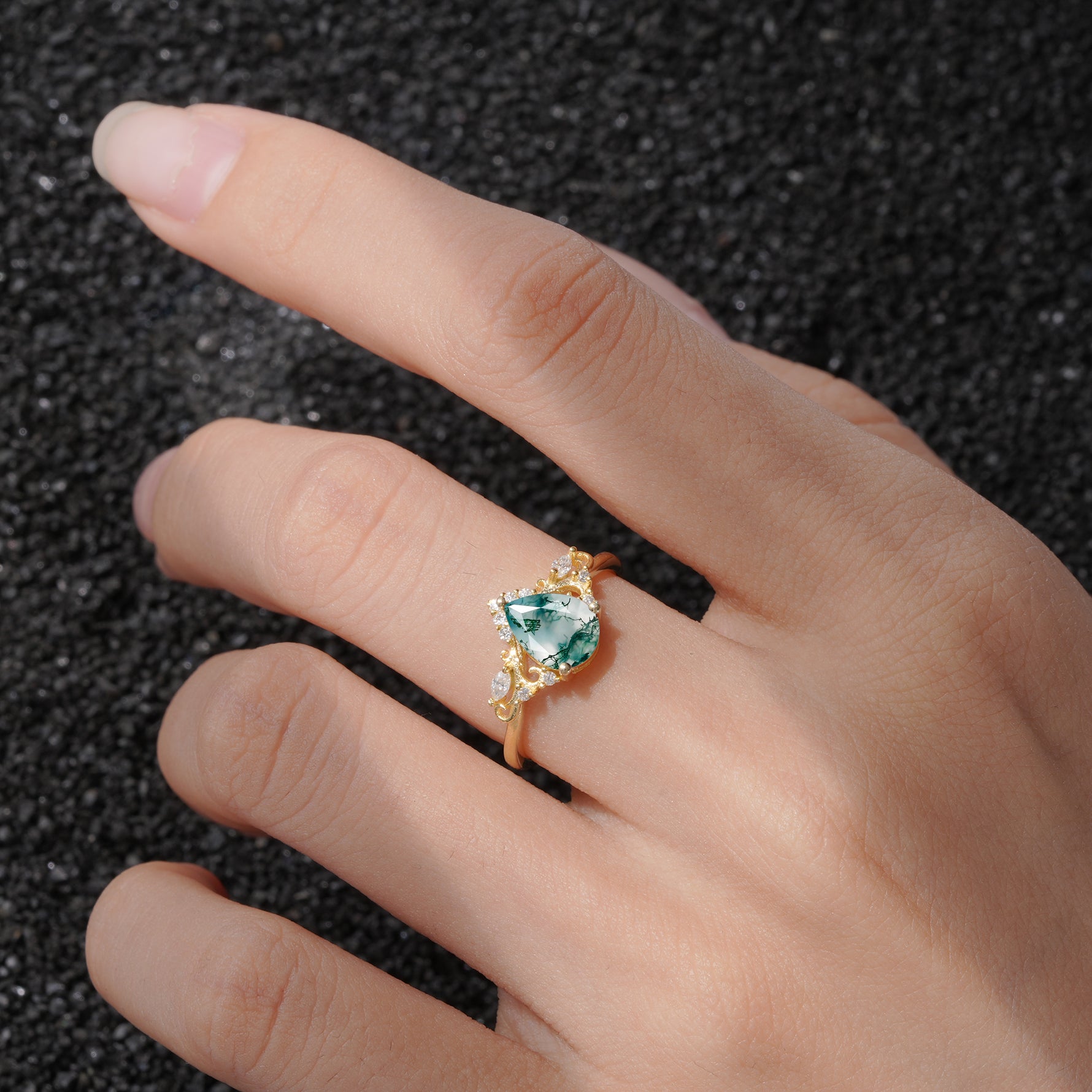 SR17625 Moss Agate Ring - Rose-Gold