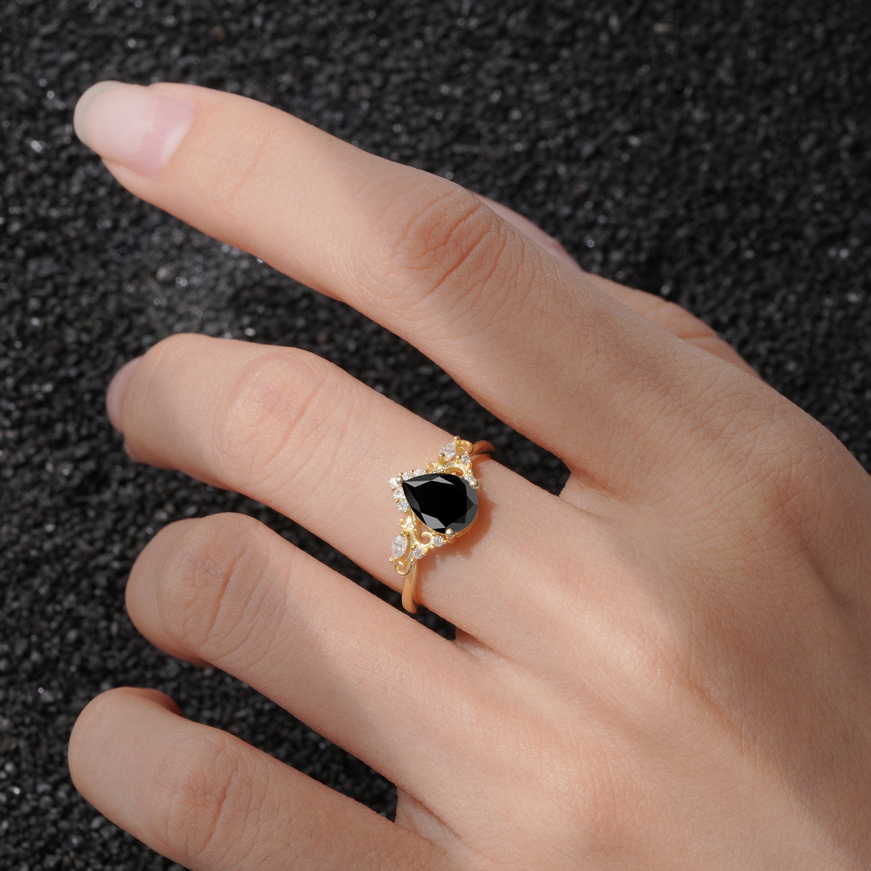 SR17625 Black Onyx Ring - Rose-Gold