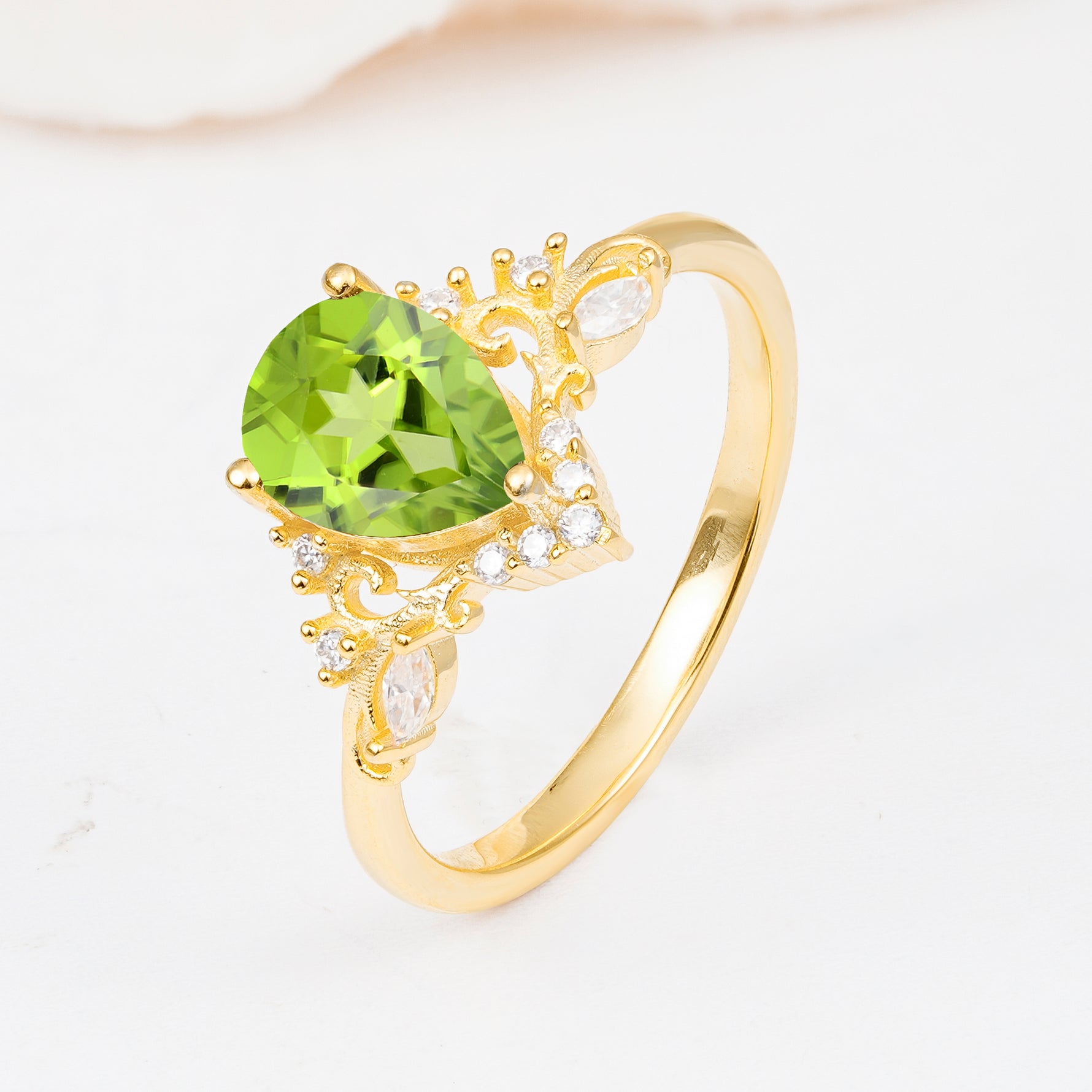 SR17625 Peridot Ring - White-Gold
