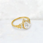 Pear Cut Moissanite Marquise Halo Leaf Vine Engagement Ring - Additional view