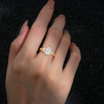 Pear Cut Moissanite Marquise Halo Leaf Vine Engagement Ring - Additional view