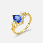 Pear Cut Sapphire Marquise Halo Leaf Vine Engagement Ring - Additional view