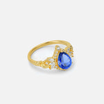 Pear Cut Sapphire Marquise Halo Leaf Vine Engagement Ring - Additional view