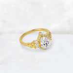Pear Cut Lab Diamond Marquise Halo Leaf Vine Engagement Ring - Additional view