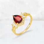 Pear Cut Garnet Marquise Halo Leaf Vine Engagement Ring - Additional view