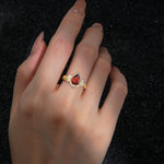 Pear Cut Garnet Marquise Halo Leaf Vine Engagement Ring - Additional view