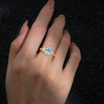Pear Cut Aquamarine Marquise Halo Leaf Vine Engagement Ring - Additional view