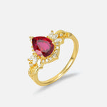 Pear Cut Ruby Marquise Halo Leaf Vine Engagement Ring - Additional view