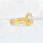 Elongated Kite Cut Moissanite Leaf Vine Marquise Bridal Ring Set - Rose-Gold