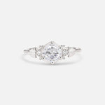 Round Cut Moissanite Engagement Ring with Floral Side Stone Detail - Additional view