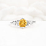 Vintage-Inspired Round Cut Citrine Engagement Ring - Additional view
